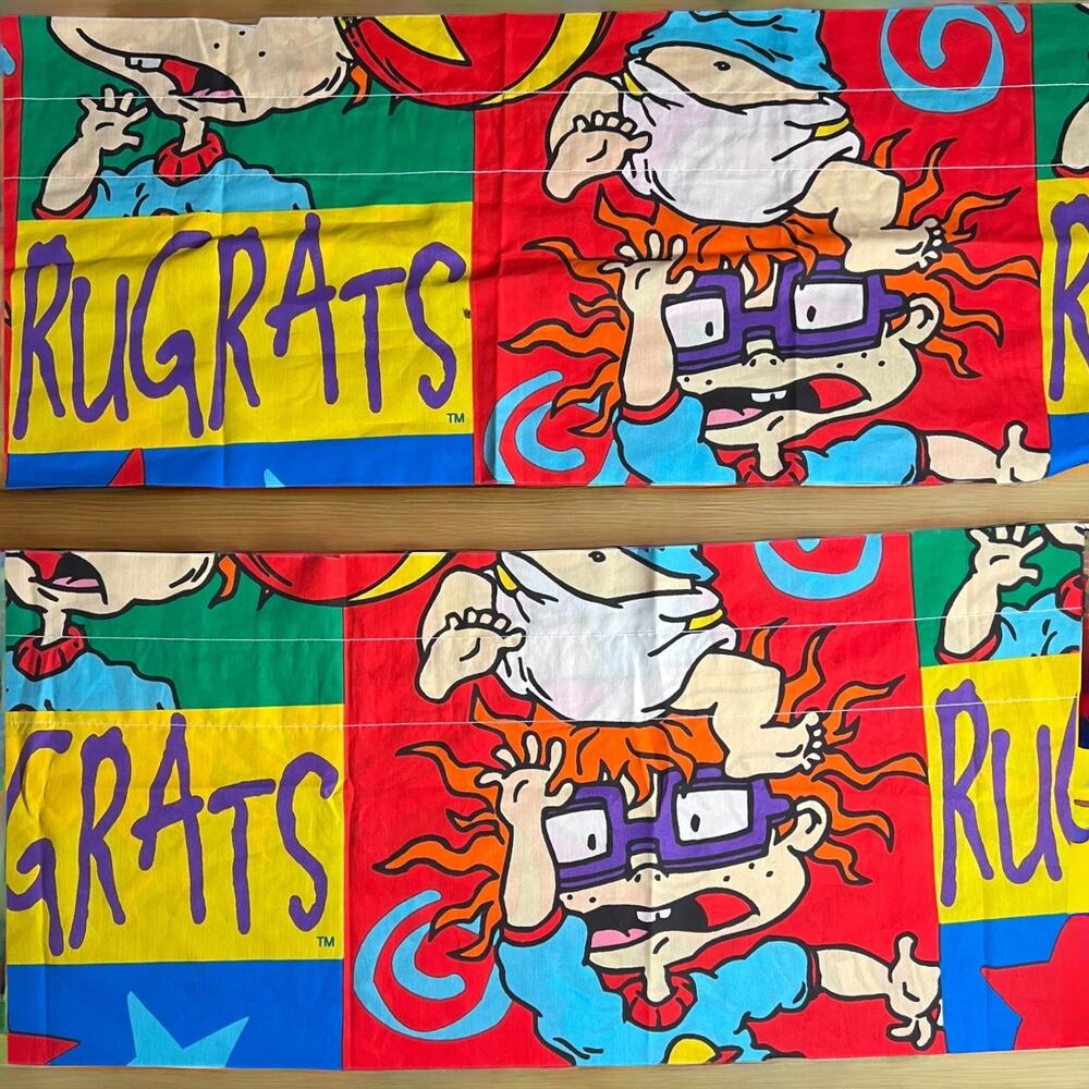 VINTAGE 90s Rugrats Valance Pair Graphic Print Novelty Decor 84*15”